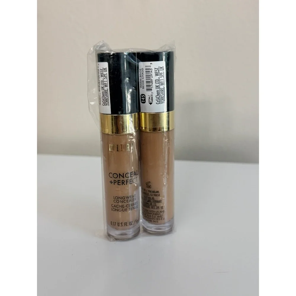 Milani Conceal + Perfect Concealer Unisex 2-Pack 145‎ Warm Beige Longwear NWT